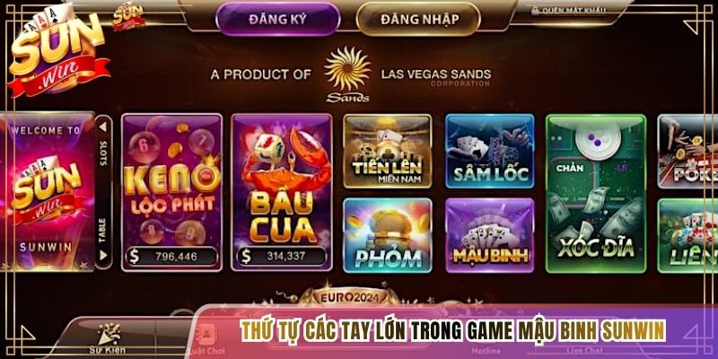 Thứ tự các tay lớn trong game Mậu Binh Sunwin